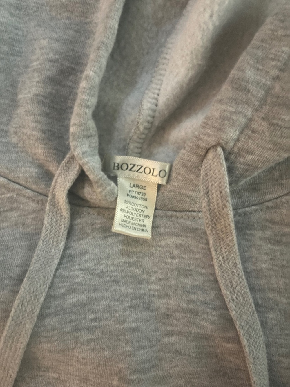 Bozzolo Heather Grey Cropped Pullover Hoodie - Size Large